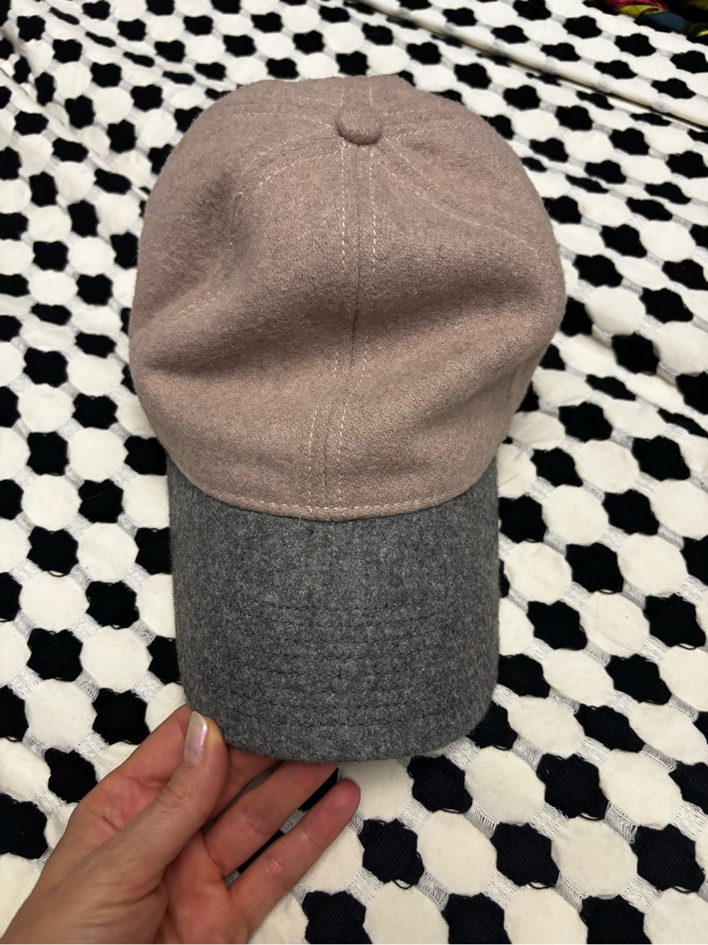 J. Crew Pink and Gray Wool Baseball Cap